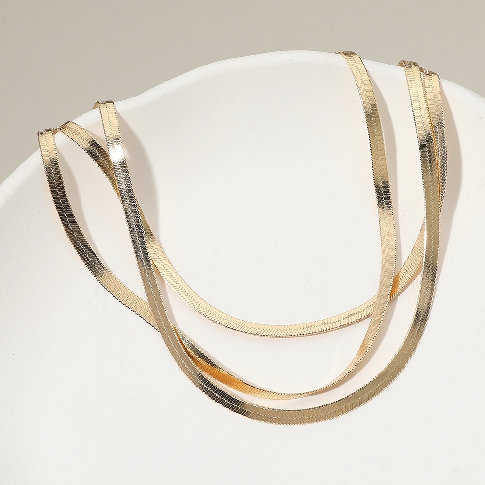 Elegant 14K Gold Plated Triple Layered Snake Chain Necklace